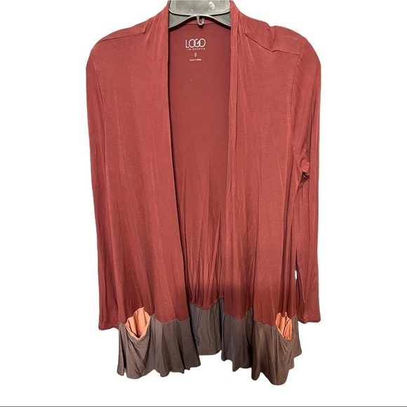 Lori Goldstein LOGO Color-Block Open Front Cardigan W/Contrast Pockets Small - Picture 10 of 11